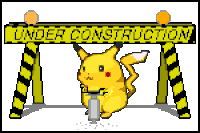 A small gif of an 'UNDER CONSTRUCTION' roadsign. Pikachu operates a jackhammer beneath it.